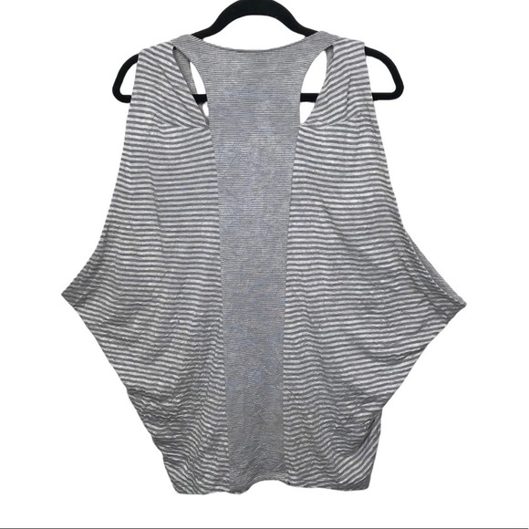 Bebe Sport Gray White Striped Tank Top Medium - Picture 8 of 14